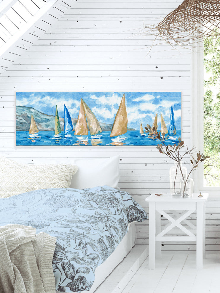 "Waiting for the Winds" Floater Framed Painting Print on Canvas, 60x20