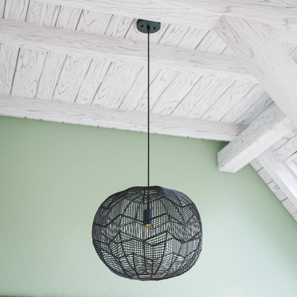 Kenroy 94149BL 1-Light Pendant, Snaggle Collection, Black Finish