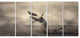 Crow Perching on Tree, Animal Canvas Art Print, 60"x28", 5 Panels
