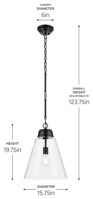 19.75" 1-Light Large Pendant With Clear Glass