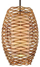 Balboa Pendant, Bronze Finish, Natural Rattan, Cream Linen Shade, 40"