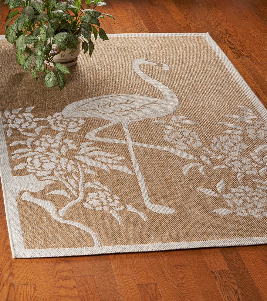 Natural Flamingo Indoor/Outdoor Rug, 7'9"x9'9"