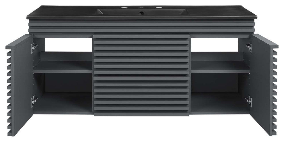 Render 48" Wall-Mount Bathroom Vanity, Gray Black