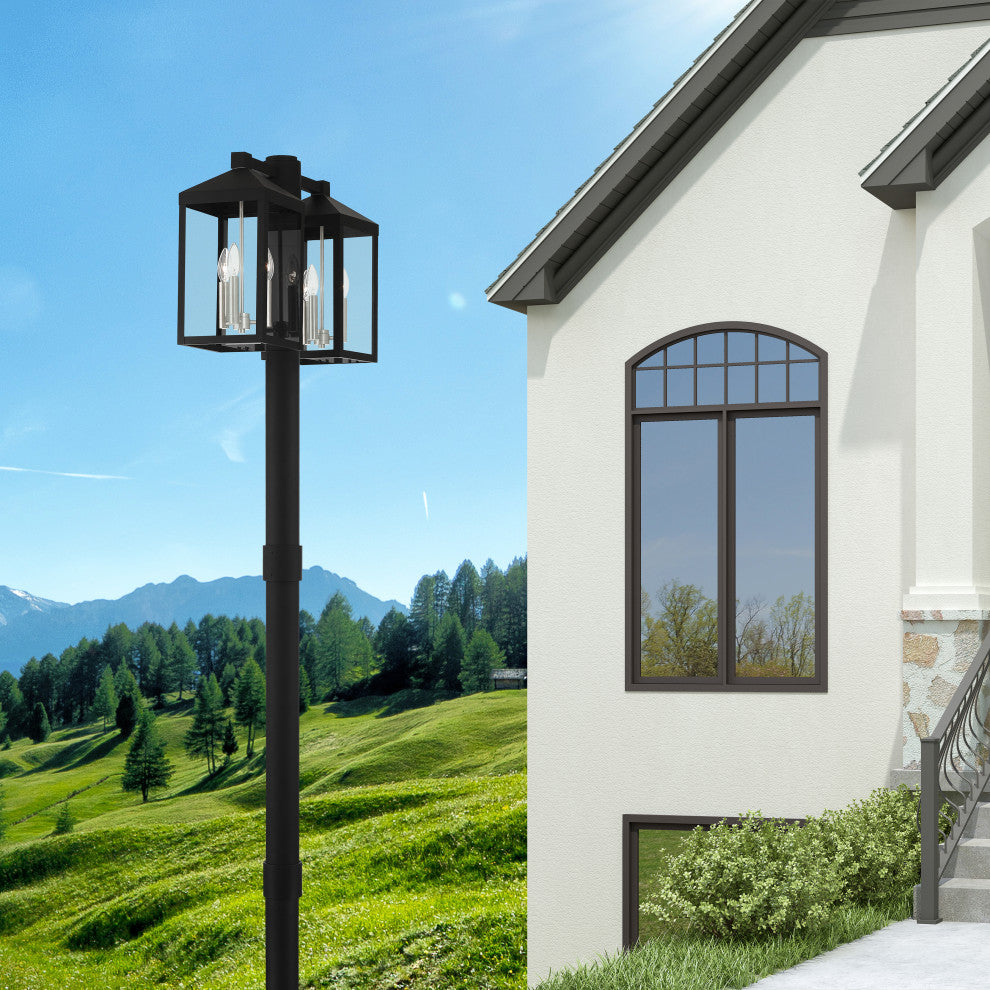 Livex Nyack 5 Light Black/Brushed Nickel Cluster XL Outdoor Wall Lantern