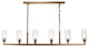 Linear 6 Light Chandelier, Antique Brass and Clear Glass