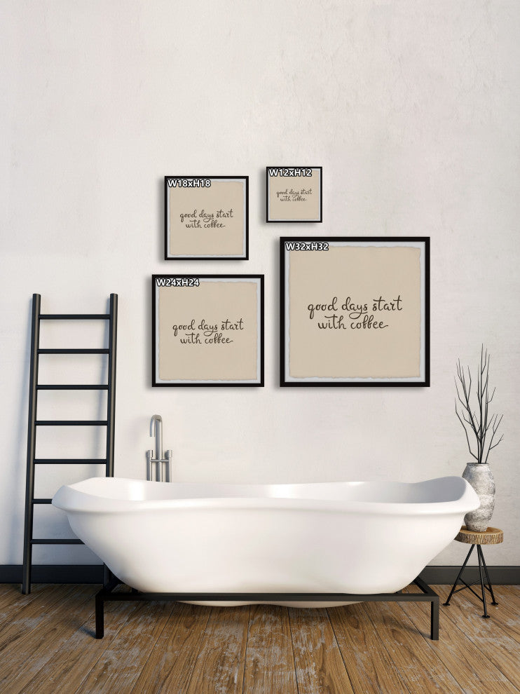 "Start With Coffee" Framed Painting Print, 24x24