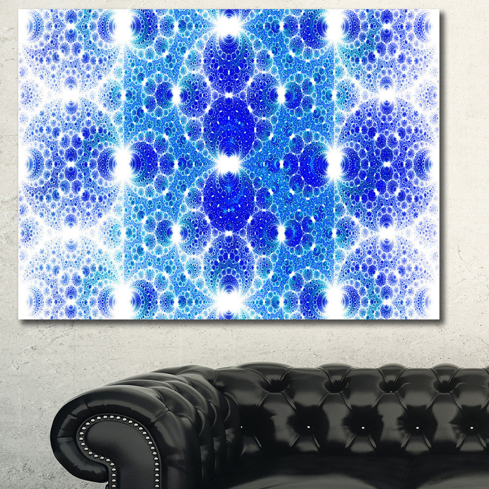 Exotic Blue Fractal Crescent Pattern, Abstract Art on Canvas, 40x30