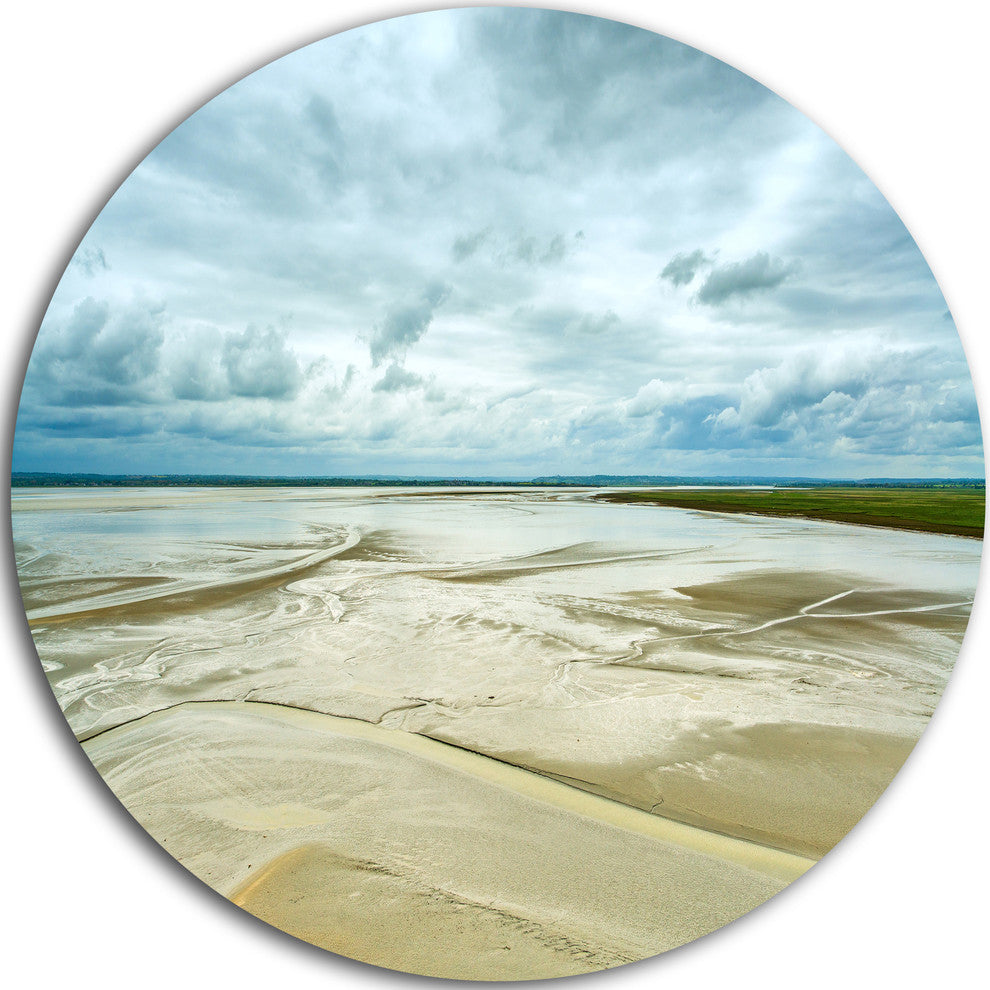 Low Tide In Mont Saint Normandy, Landscape Disc Metal Wall Art, 36"