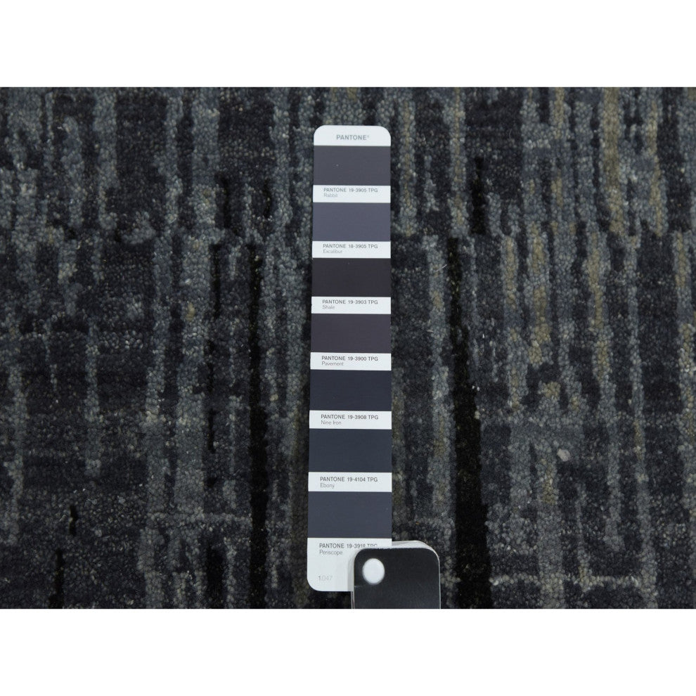 Blue/Gray Hand Knotted Modern Ombre Design Pure Wool Square Rug, 8'0"x8'4"