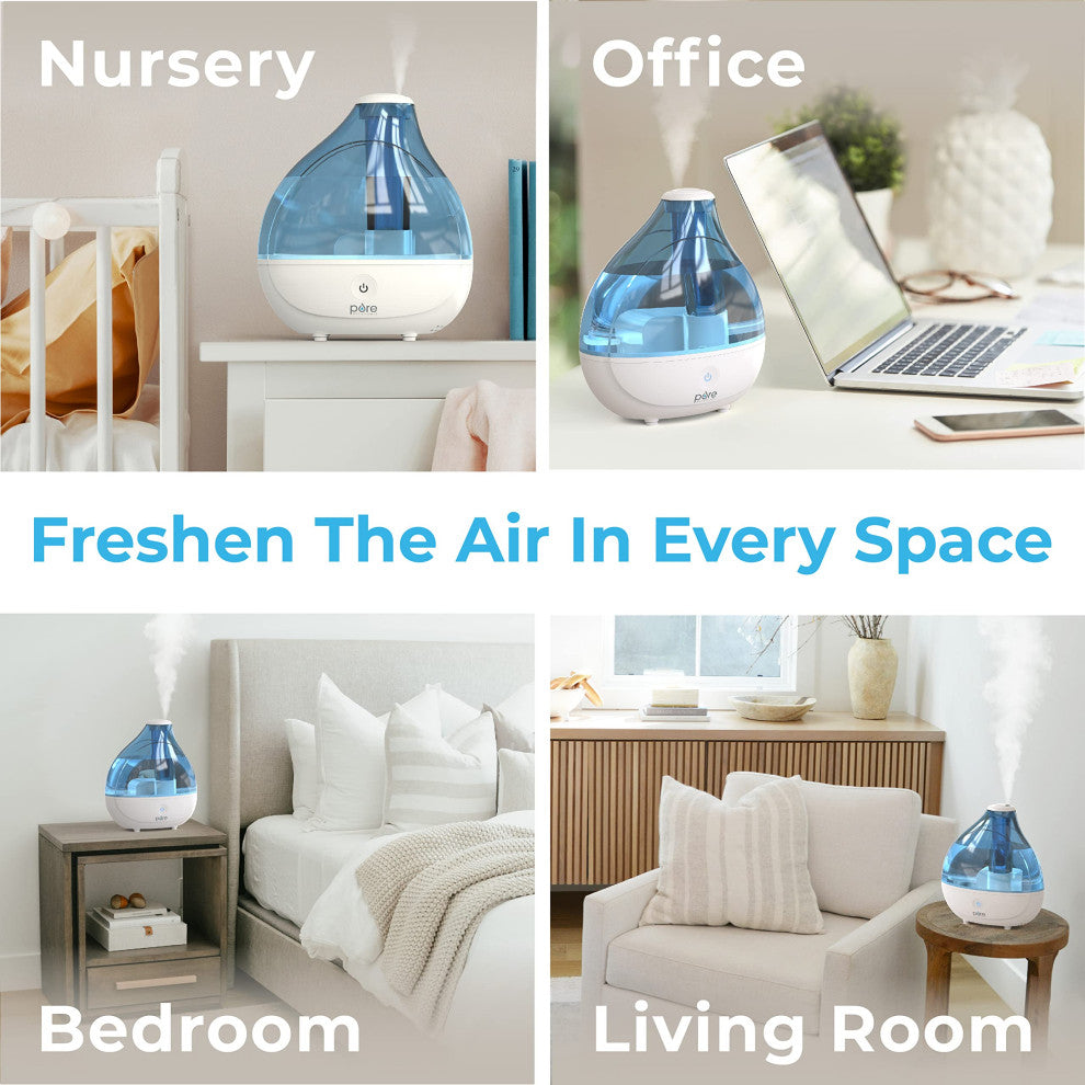 MistAire Studio Ultrasonic Cool Mist Humidifier - Compact Overnight Operation, Mistaire (Large)