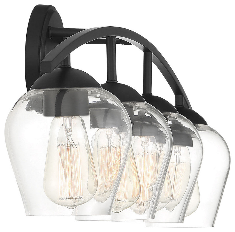 4-Light Bathroom Vanity Light, Matte Black