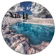 Amazing Blue Melt Lake In Fog, Landscape Art Disc Metal Artwork, 23"