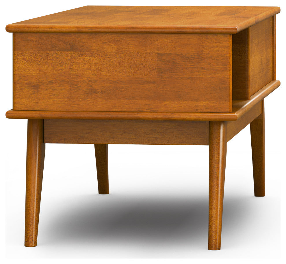 Draper Solid Hardwood Lift Top Coffee Table, Teak Brown