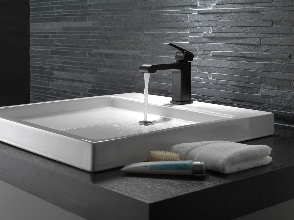 Delta Ara Single Handle Bathroom Faucet, Matte Black, 567LF-BLMPU