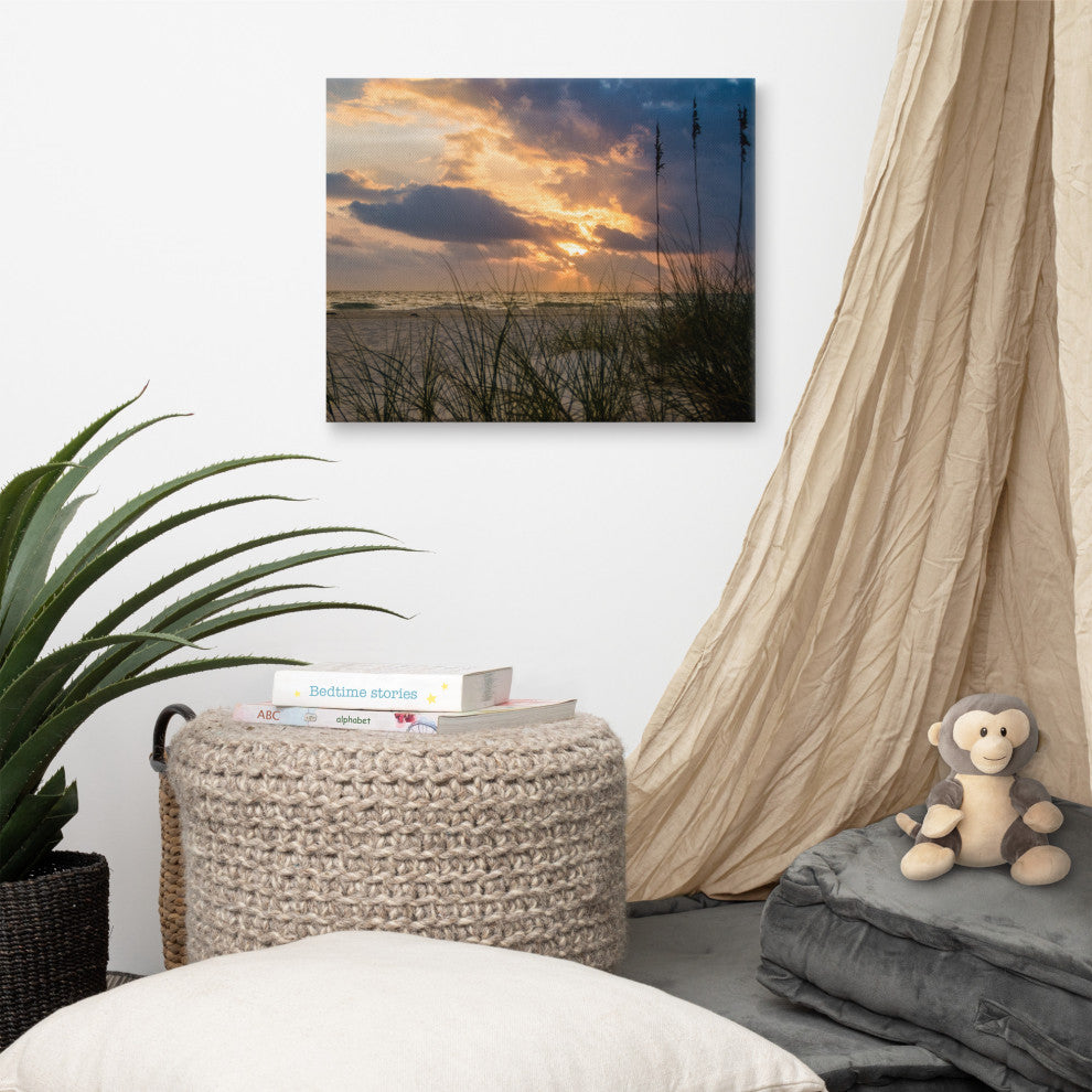 Coastal Wall Artwork: Anna Maria Island Beach Sunset 2 Canvas Print, 16" X 20"