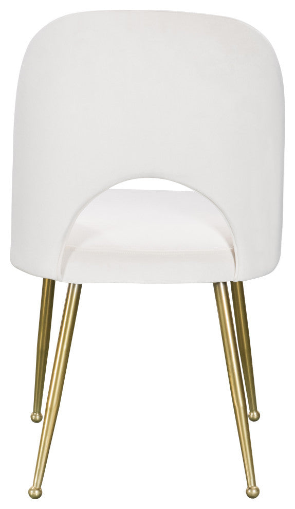 Logan Velvet Dining Chairs With Brushed Gold Legs (Set of 2), Cream
