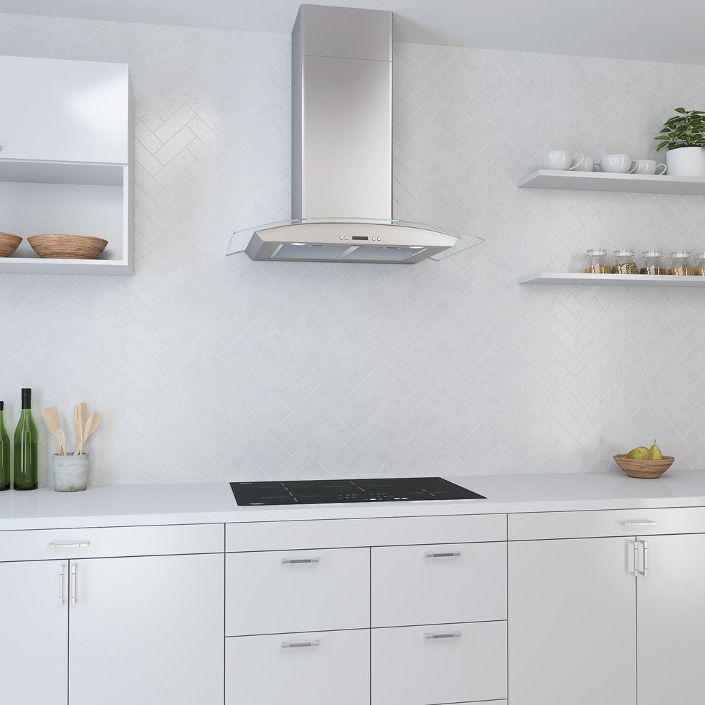 Glass Canopy Stainless Steel Range Hood, 30"