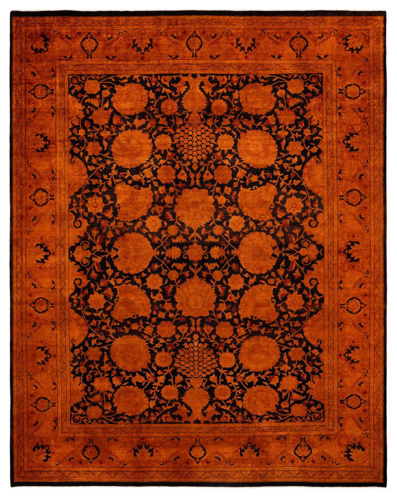 Overdyed, One-of-a-Kind Hand-Knotted Area Rug Orange, 9'2"x11'6"