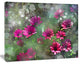 Red and Pink Flowers on Green, Large Floral Canvas Artwork, 40"x30"