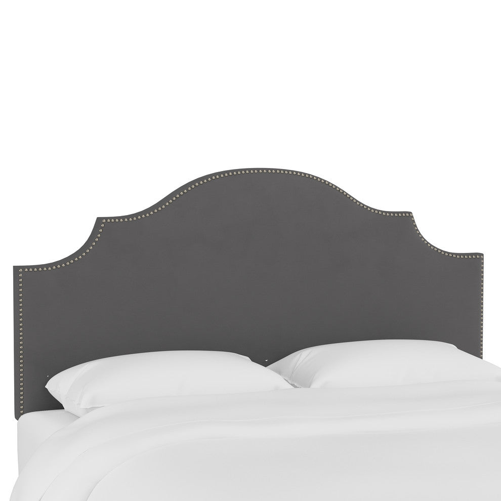 Brenson Full Nail Button Notched Headboard, Premier Charcoal