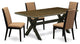 X677La147-5, 5-Piece Set Jacobean Table and 4 Linen Fabric Chairs, Black