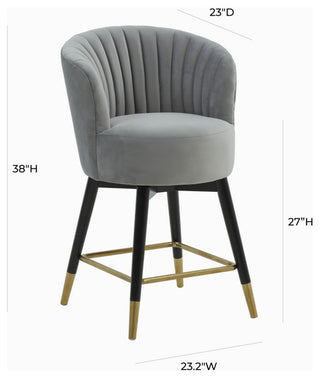 TOV Furniture Liana Grey Velvet Swivel Stool