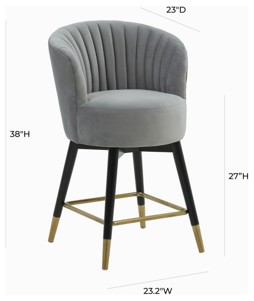 TOV Furniture Liana Grey Velvet Swivel Stool