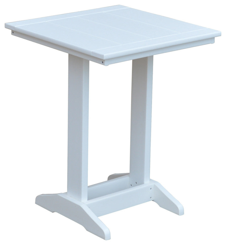 Poly Lumber Balcony Side Table, White, Square