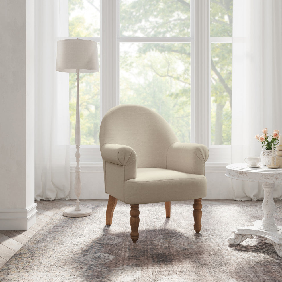 Rustic Manor Ronaldo Accent Chair Upholstered, Linen, Light Beige
