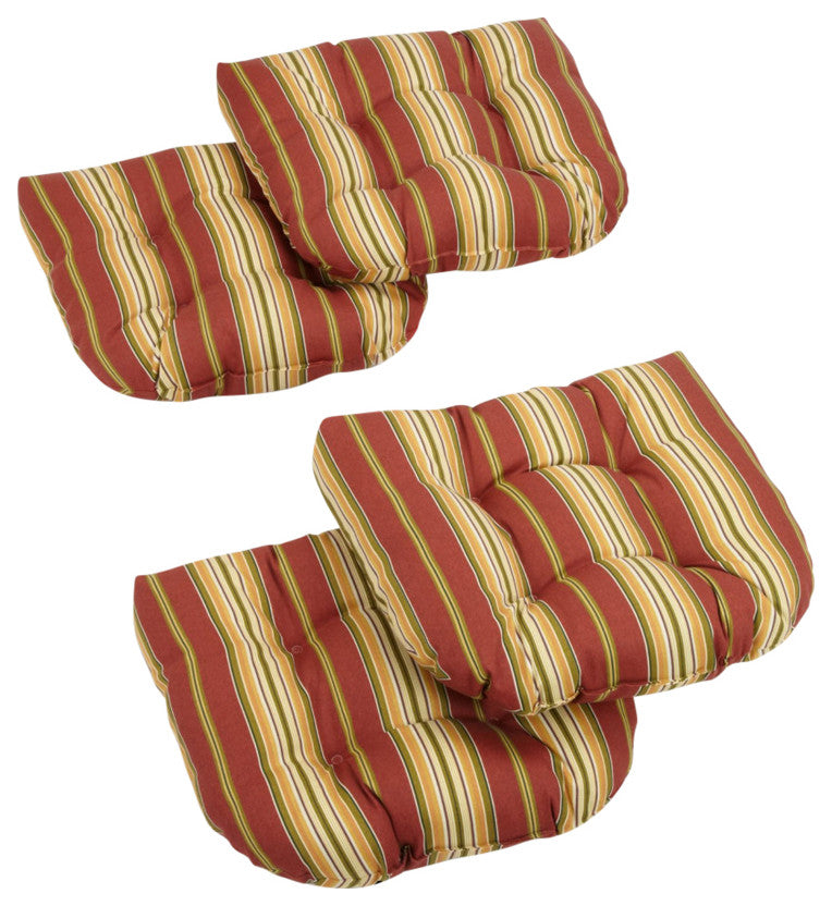 19" U-Shaped Outdoor Tufted Chair Cushions, Set of 4, Rugby