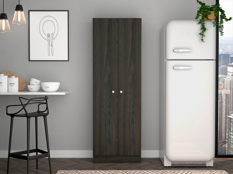 DEPOT E-SHOP Dakari-Storage Single-Door Pantry Cabinet, Carbon Espresso