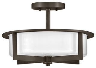 Hinkley 15.25" Baxley Semi-Flush Ceiling Light - Black Oxide + Cased Opal