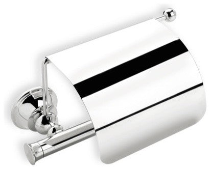 Brass Toilet Roll Holder With Cover, Chrome