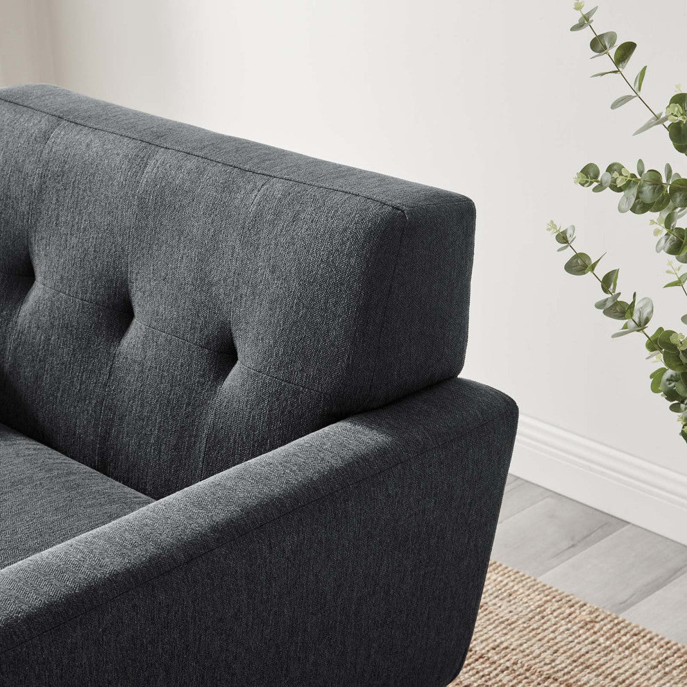 Engage Herringbone Fabric Armchair, Charcoal