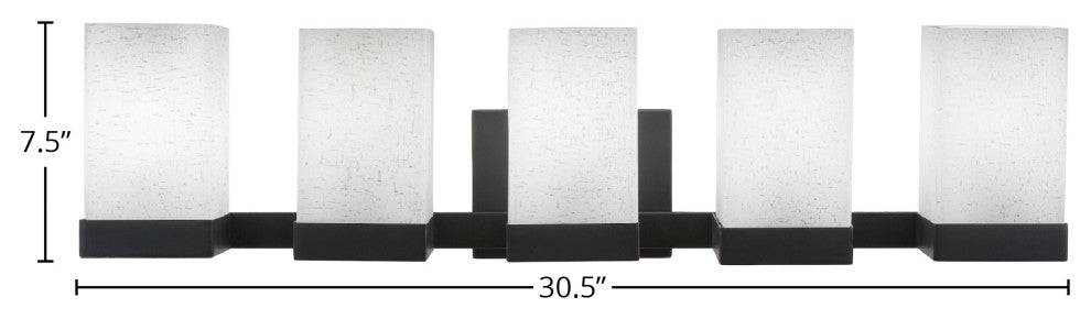 Nouvelle 5-Light Bath Bar, Espresso/Square White Muslin