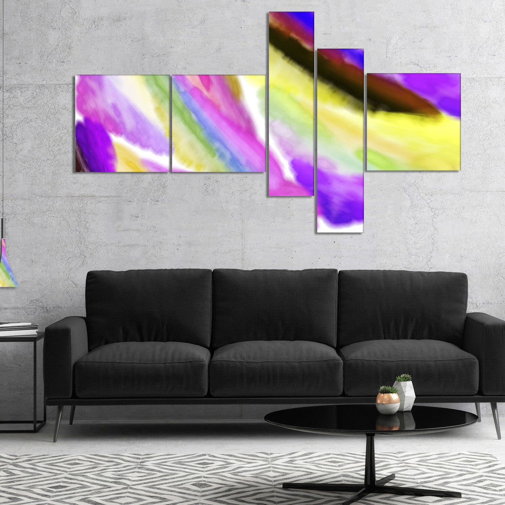 Purple Vibrant Brushstrokes, Abstract Canvas Art Print, 60"x32", 5 panels