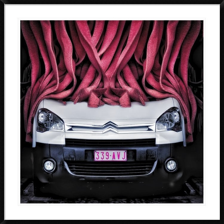 "The Girl''s Car" Framed Digital Print by Piet Flour, 44x44"