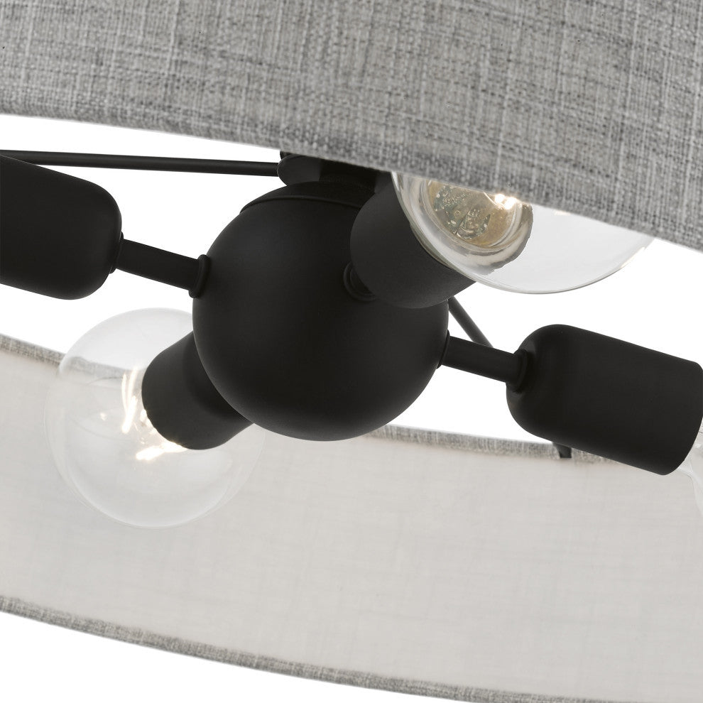Elmhurst 4 Light Black Large Semi-Flush