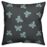 Butterfly Pattern, Blue Throw Pillow, 18"x18"