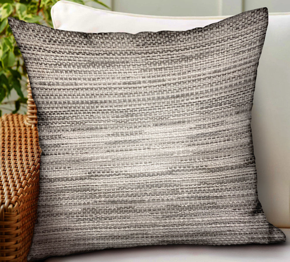 Plutus Silver Lake Weave Silver Solid Outdoor/Indoor Pillow, 18"x18"