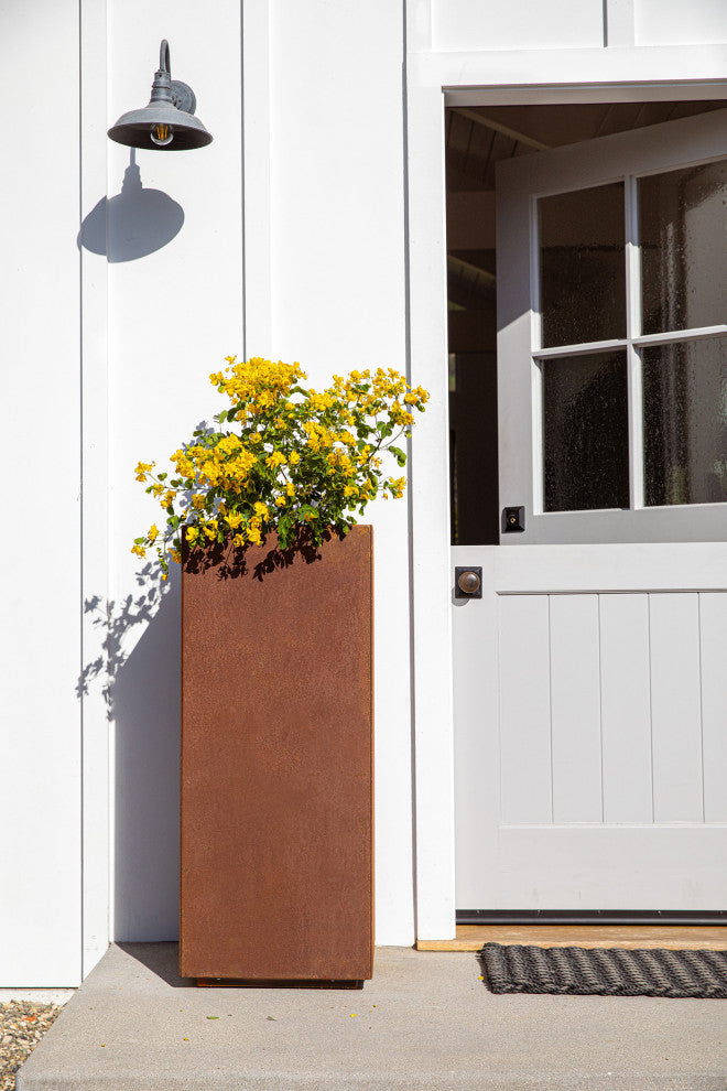 Metallic Series Corten Steel Pedestal Planter, Tall