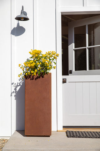 Metallic Series Corten Steel Pedestal Planter, Tall