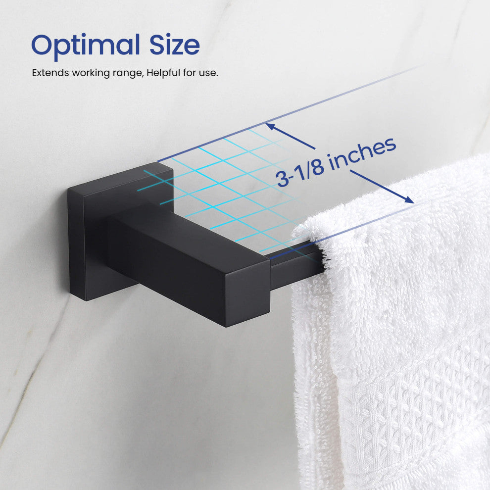 Cube 2-Piece Bathroom Hardware Set, Matte Black