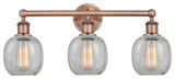 Belfast 3-Light 24" Bath Vanity Light, Antique Copper, Clear Crackle