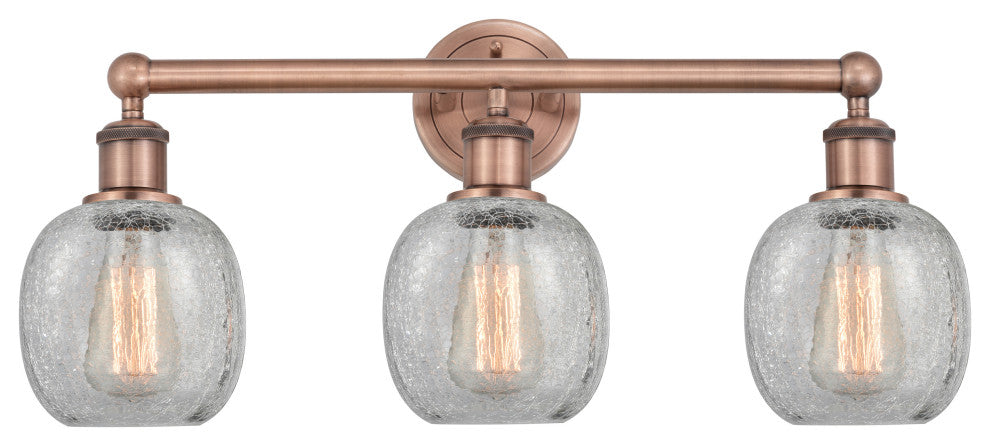 Belfast 3-Light 24" Bath Vanity Light, Antique Copper, Clear Crackle