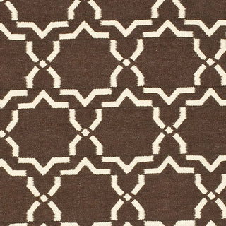 Safavieh Dhurries Dhu545A Geometric Rug, Chocolate/Ivory, 6'0"x6'0" Round
