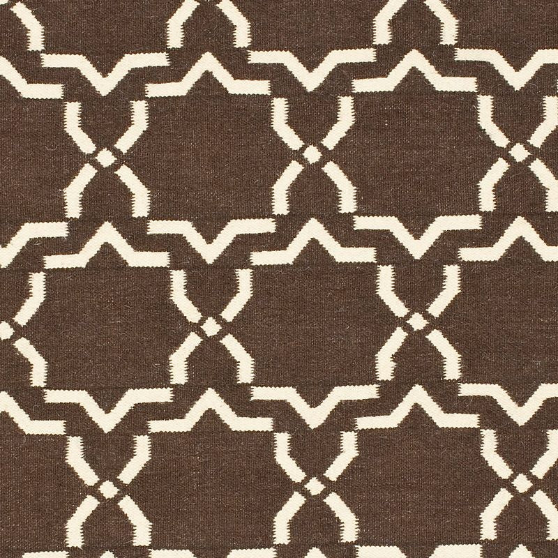 Safavieh Dhurries Dhu545A Geometric Rug, Chocolate/Ivory, 6'0"x6'0" Round