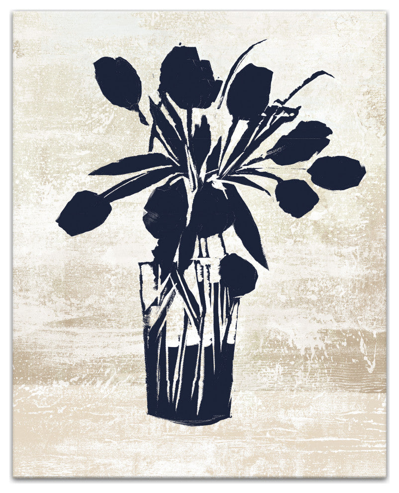 Navy Flower Vase 16x20 Canvas Wall Art