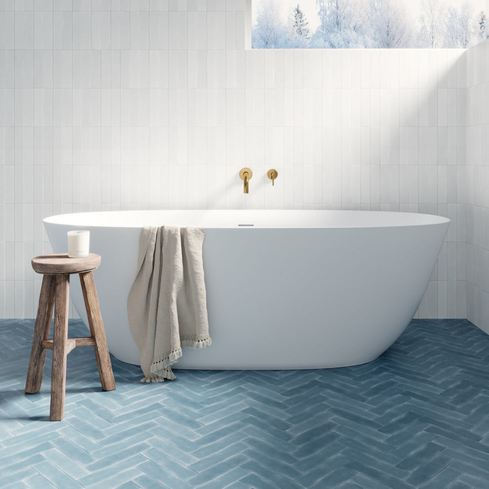 Perlato Treviso Eco-Lapistone Freestanding Soaking Tub, 71"