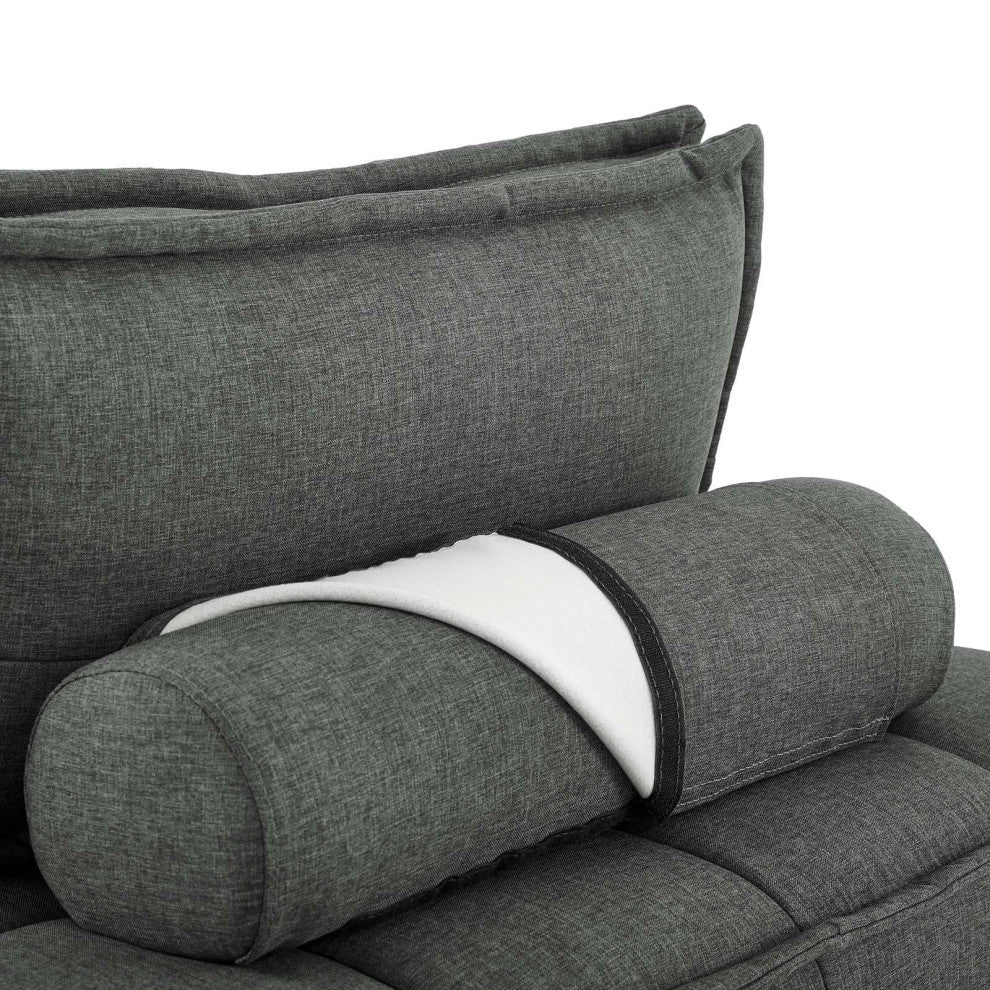Modular Deep Tufted Sectional Sofa Set, Gray, Fabric, Modern, Hospitality